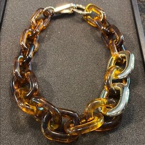 Chunky Amber and Gold Chain Necklace